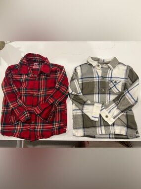 Carter's Red Plaid & Olive Plaid Button-Down Shirts Set